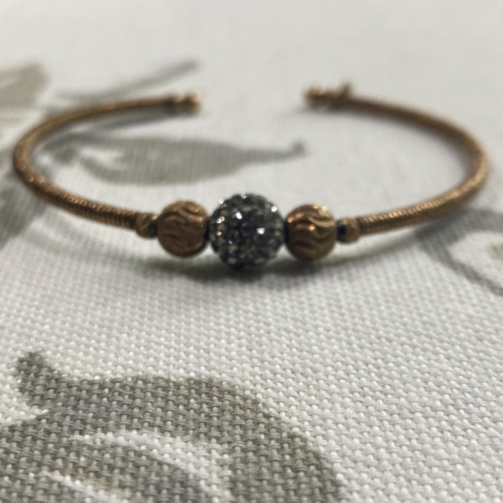 Vintage Dyadema Cuff Bracelet 925
Gold Italy Rhinestone Ball Coils
Ribbed Signed